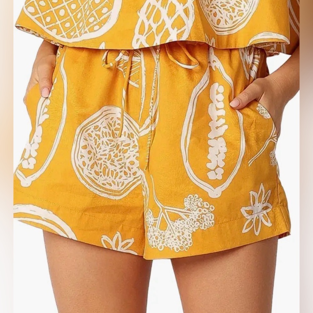 Petal & Pup Mustard and White Floral High Waist Shorts (Honey Shorts)